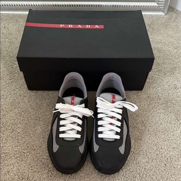 AUTHENTIC Prada Men's Black and Gray Sneakers